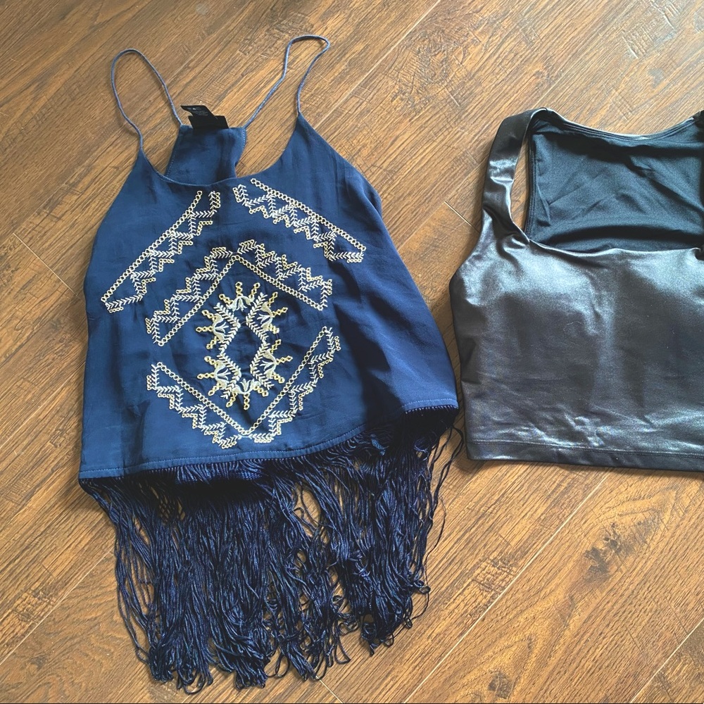 Fringe Navy Southwest Crop Top